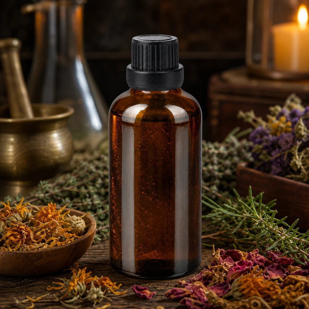 Il flacone in vetro ambrato da 50 ml con chiusura antimanomissione garantisce la conservazione igienica delle essenze.