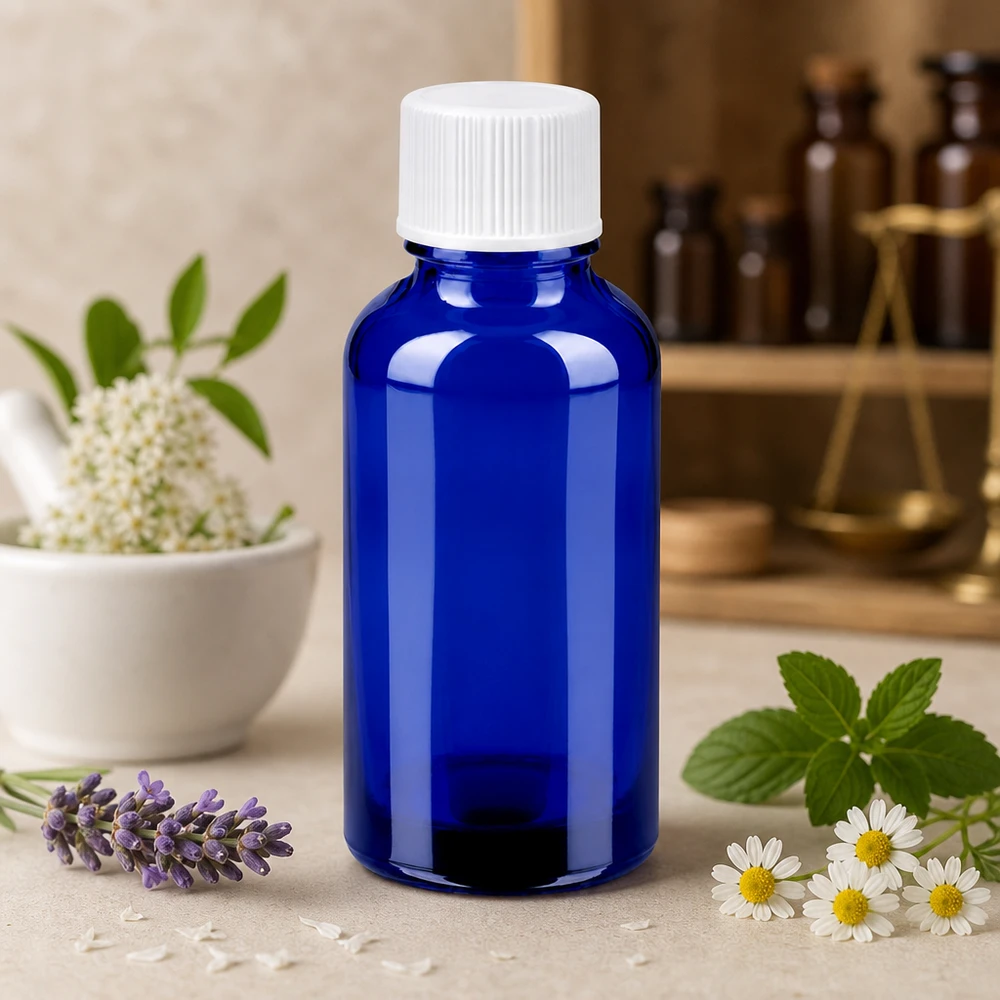 Bottiglia da 30ml 11mm SV bianco STD BlueLine UT18/30 Pratico flacone di conservazione da 30 ml in qualità di farmacista per cosmetici e miscele fai da te