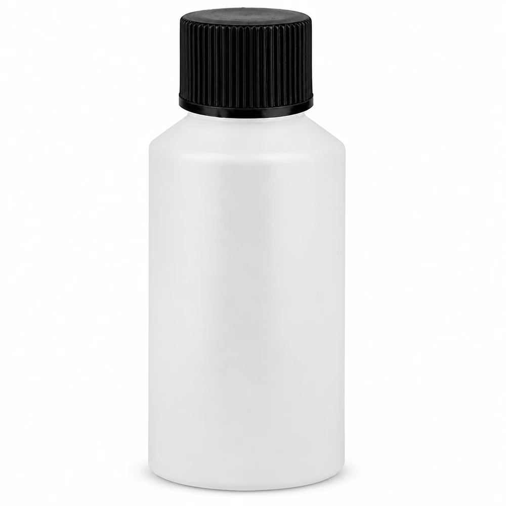 Weiße HDPE Kunststoffflasche 50ml mit schwarzem Deckel für Medizin und Kosmetik