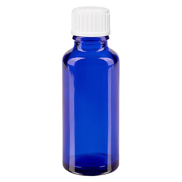 Apothekenflasche blau 30ml Schraubverschluss weiß Globuli Standard