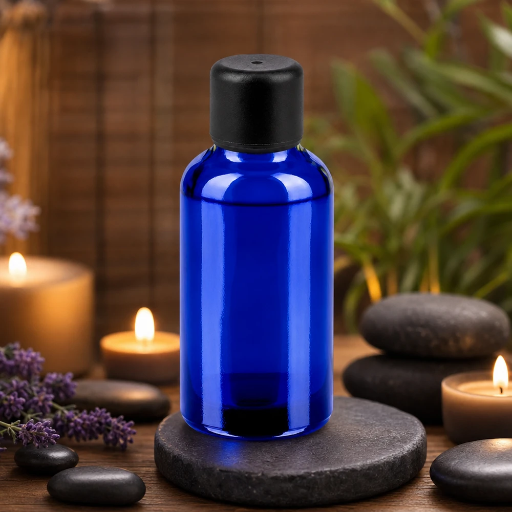 Flacone di alta qualità da 30 ml in vetro viola con coperchio nero per una conservazione ottimale dei principi attivi