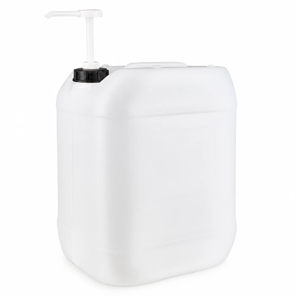 Kanister 20 Liter mit Dosierpumpe Stabiler 20L Industriekanister mit Pumpenaufsatz für hygienische Entnahme von Flüssigkeiten