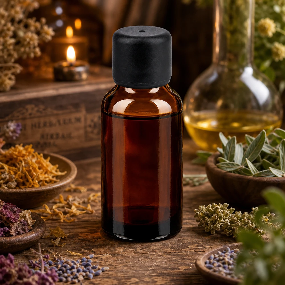 Flacon 20ml 6mm SV noir STD BrownLine UT18/20 Bouteille thérapeutique en verre brun de 20 ml avec bouchon noir étanche pour les applications de bien-être