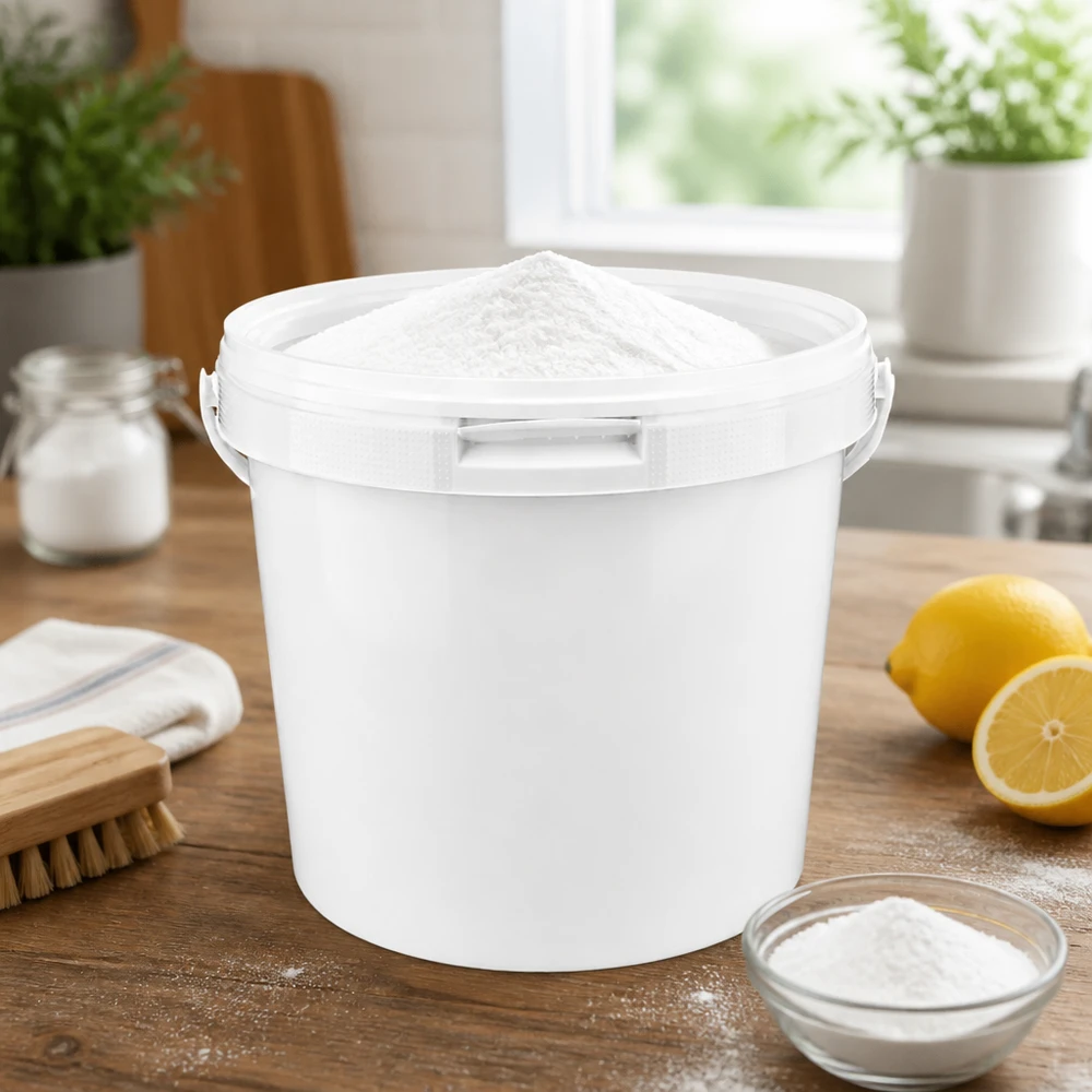 Runder Eimer 5,6L aus weißem Polypropylen mit sicherem Verschlussdeckel