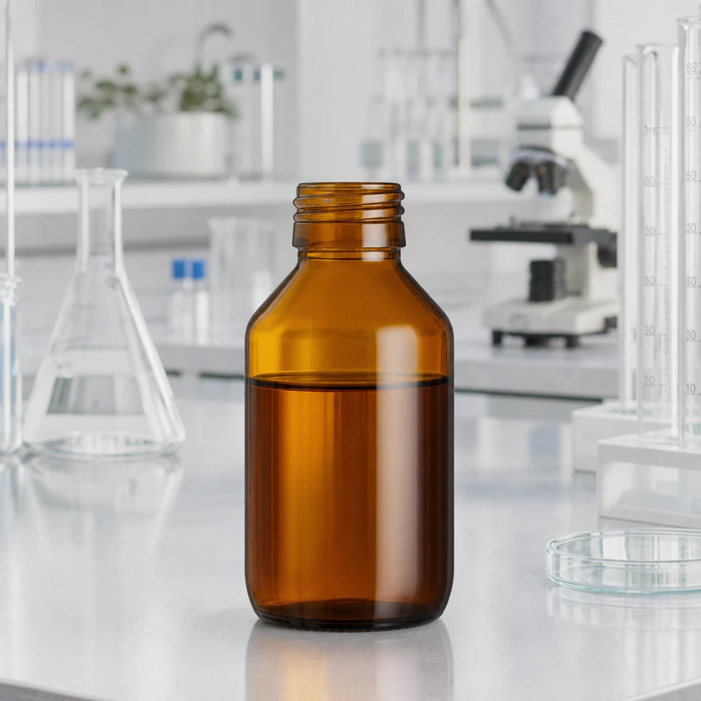 Flacone in vetro marrone da 100 ml per farmaci senza tappo filettato PP28