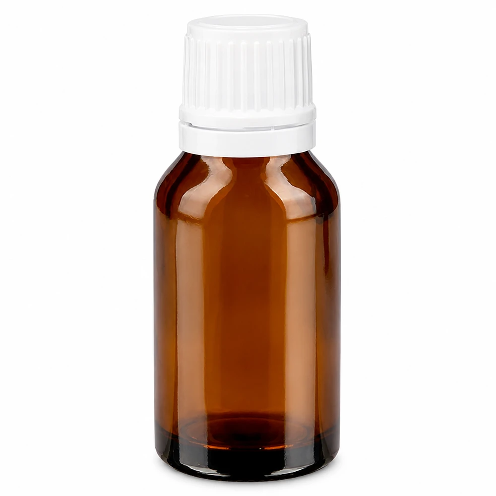 Apothekenflasche braun 15ml Schraubverschluss weiß Originalitätsverschluss UV-schützendes Braunglas Fläschchen 15ml mit weißem Verschluss für Medizin