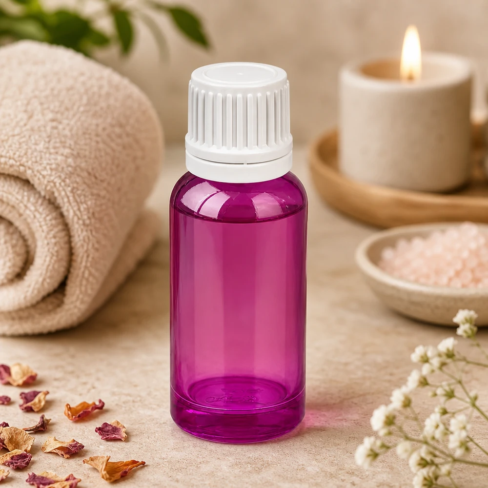 20ml Tropfflasche 0.7mm weiss Originalität Schraubverschlusserschluss PurpleLine UT18/20 20ml Kunststoff Tropfflasche violett transparent mit kindersicherem weissem Verschluss