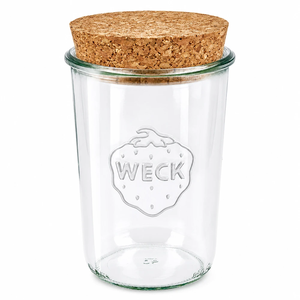 Bicchieri da 850 ml WECK RR100 con tappo in sughero naturale WECK barattolo tumbler 850ml RR100 con coperchio in sughero naturale barattolo per conserve barattolo trasparente
