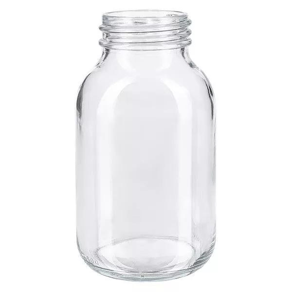 Bocal à col large en verre clair 500 ml, goulot DIN 55, sans couvercle