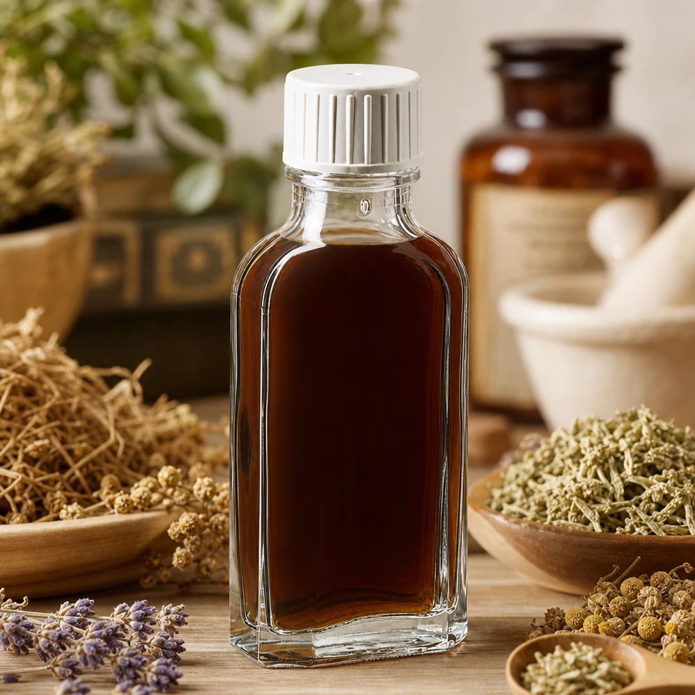 50 ml Meplat klar Schraubverschluss mit Giessring Flache rechteckige Klarglasflasche 50 ml mit Schraubverschluss für Naturheilmittel