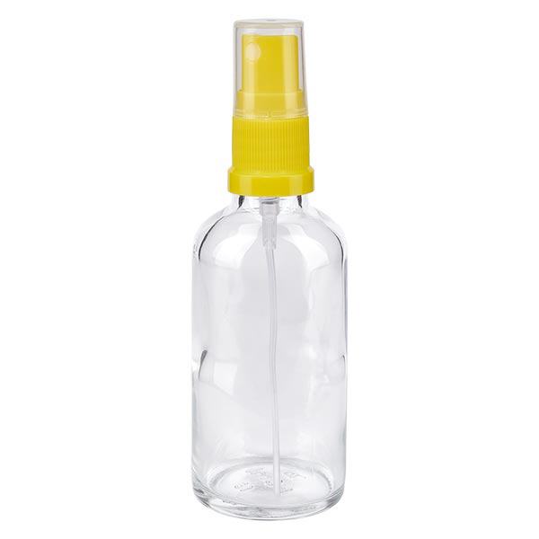 Apothekenflasche klar 50ml Sprayaufsatz gelb