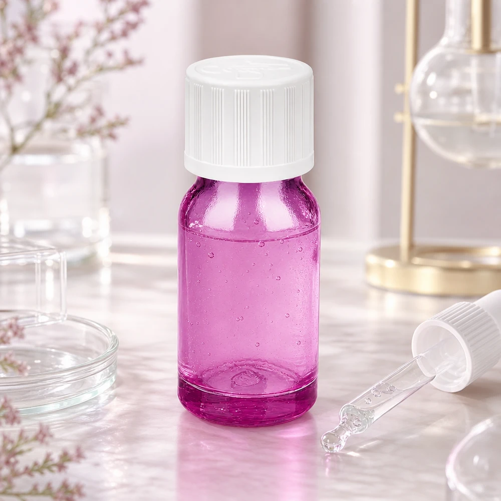 10ml Tropfflasche 1.2mm weiß Standard Kindersicher PurpleLine.UT18/10 Purpurfarbene 10ml Dosierungsflasche mit präzisem 1.2mm Tropfeinsatz für Laborgebrauch