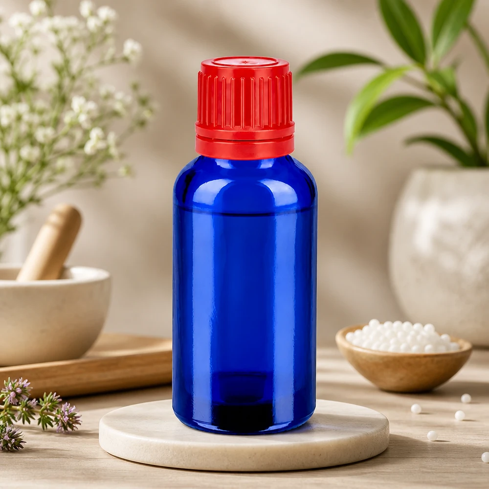 Flacone in vetro da 30 ml protetto dalla luce, ideale per sostanze sensibili e prodotti naturali