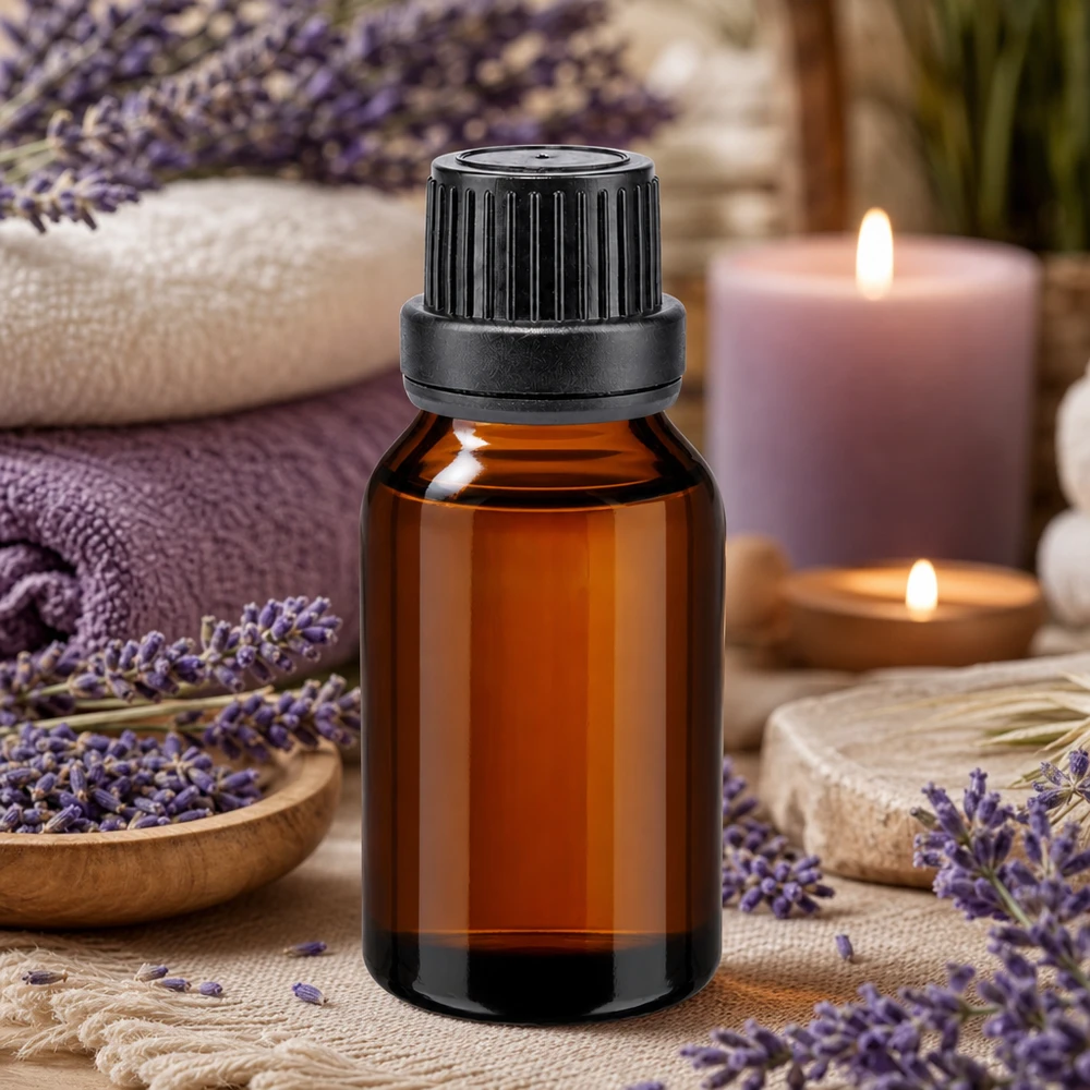 Bottiglia da farmacia marrone 15ml con tappo contagocce. Pr. 2mm nero OV Piccola boccetta in vetro ambrato da 15 ml con tappo contagocce per aromaterapia e olio di lavanda