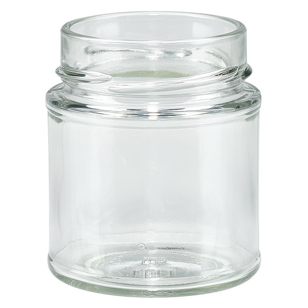 Vasetto di vetro 154ml trasparente, senza coperchio, filettatura TO58deep Vasetto di vetro 154ml trasparente, senza coperchio, filettatura TO58deep