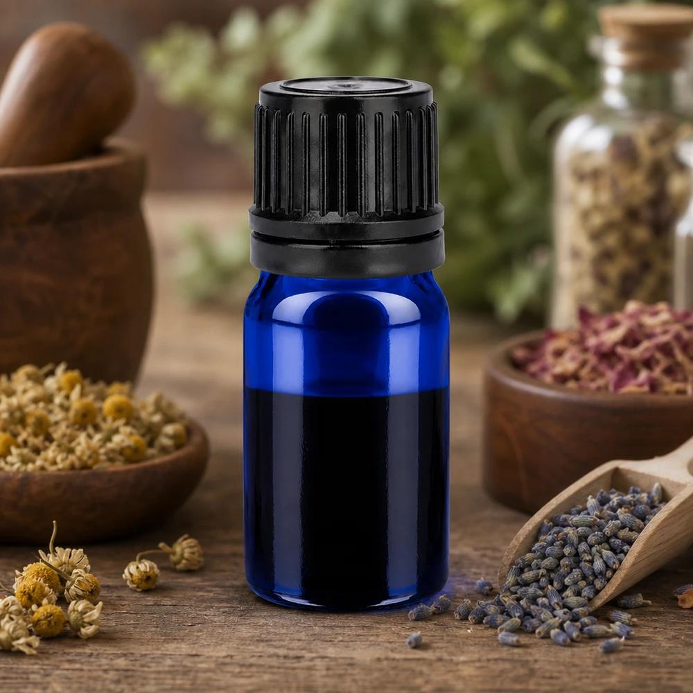 Pratico flacone in vetro BlueLine da 5 ml con tappo a prova di perdite per il viaggio