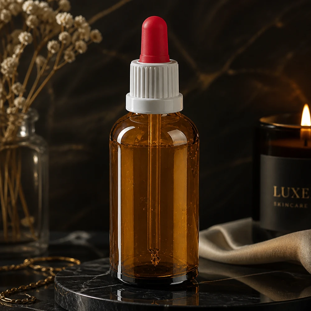50ml Pipettenflasche weiß/rot Originalitätsverschluss BrownLine UT18/50 Apothekerflasche 50ml braun mit hygienischem weißen Verschluss für sterile Lagerung