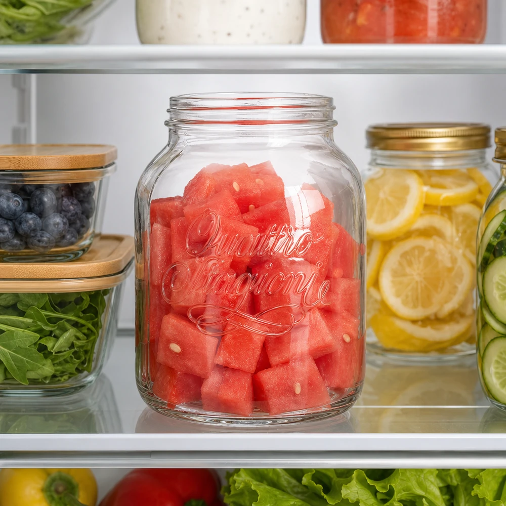 Vaso domestico Quattro Stagioni da 3000 ml con anguria in frigorifero per la preparazione dei pasti e la conservazione degli alimenti