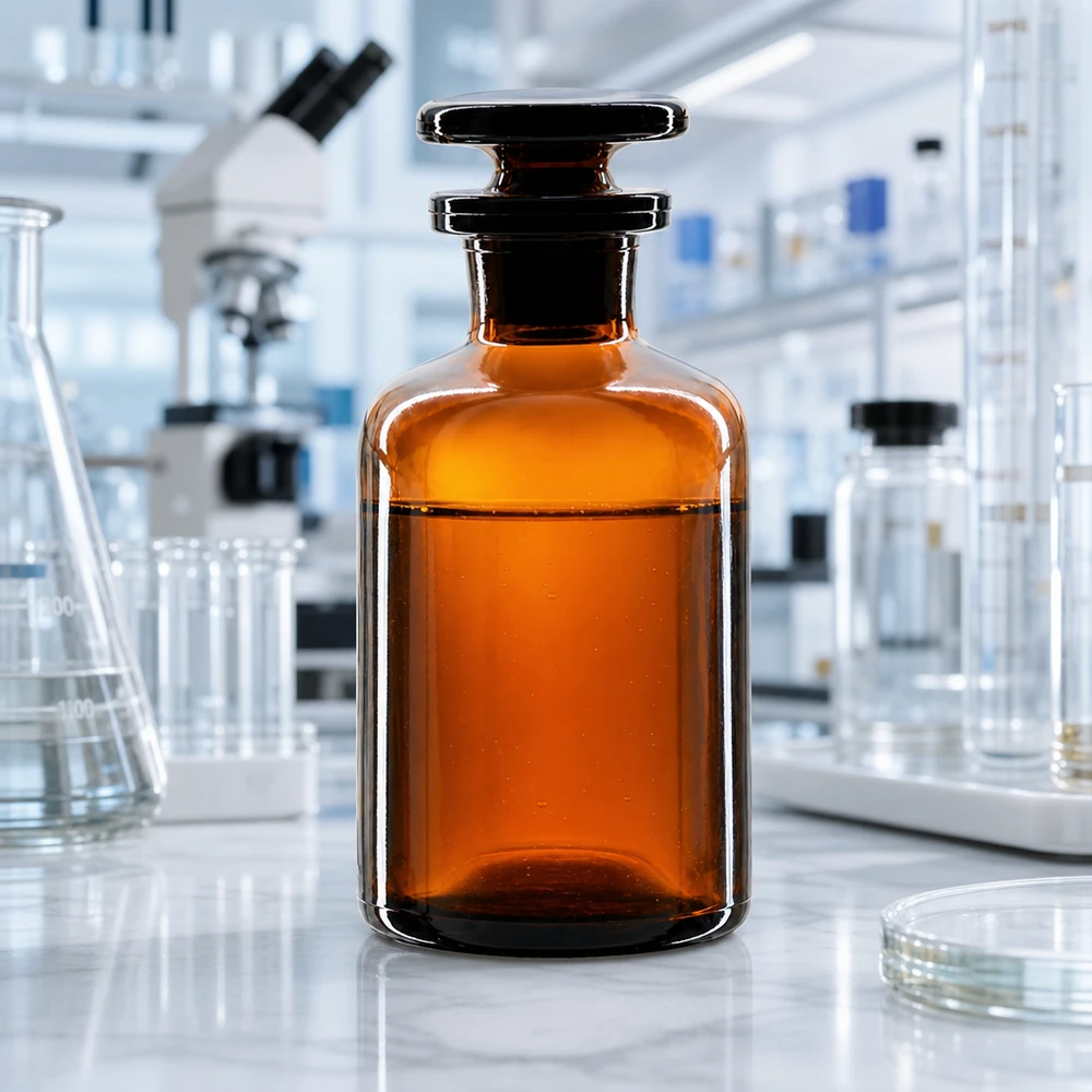 Bottiglia a spalla tonda 50ml marrone collo stretto in vetro con tappo Flacone a spalle arrotondate da 50 ml in vetro ambrato a collo stretto con tappo in vetro per la protezione dai raggi UV delle sostanze sensibili