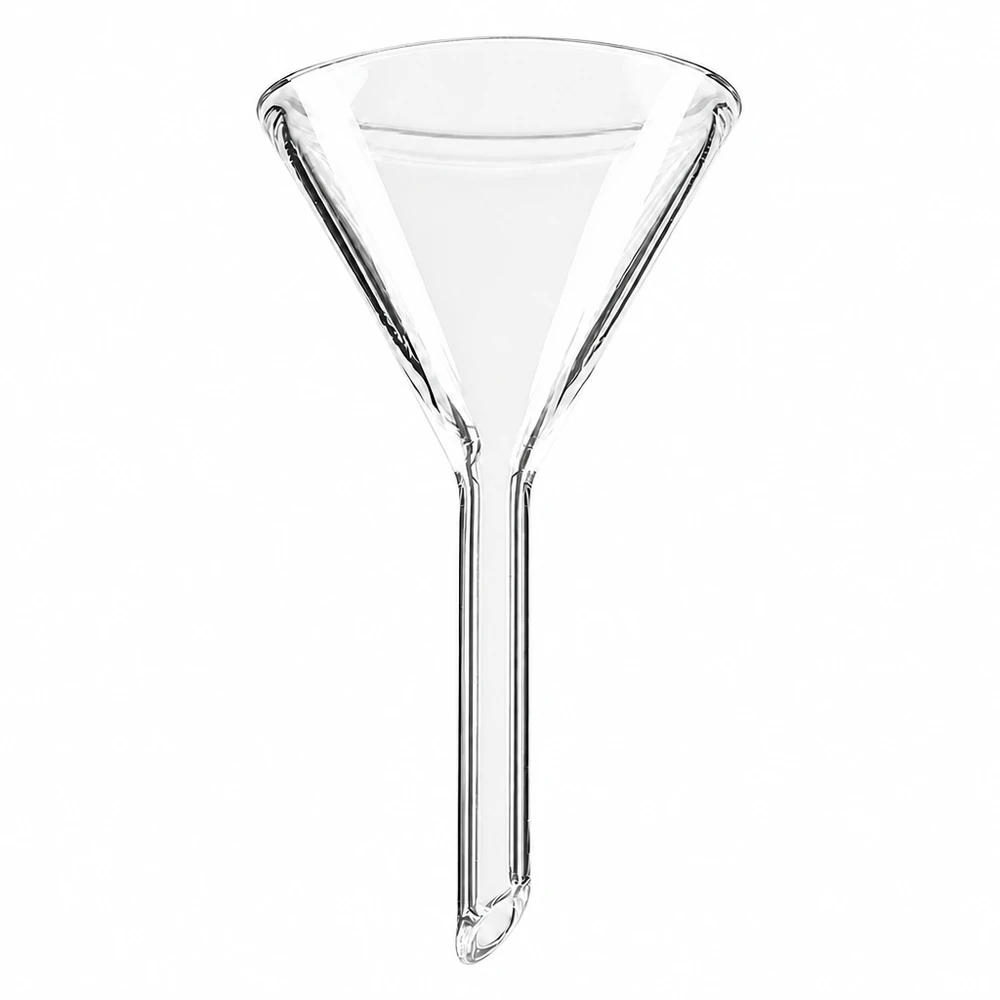 Imbuto in vetro borosilicato di 35 mm di diametro con angolo di 60 gradi per uso di laboratorio