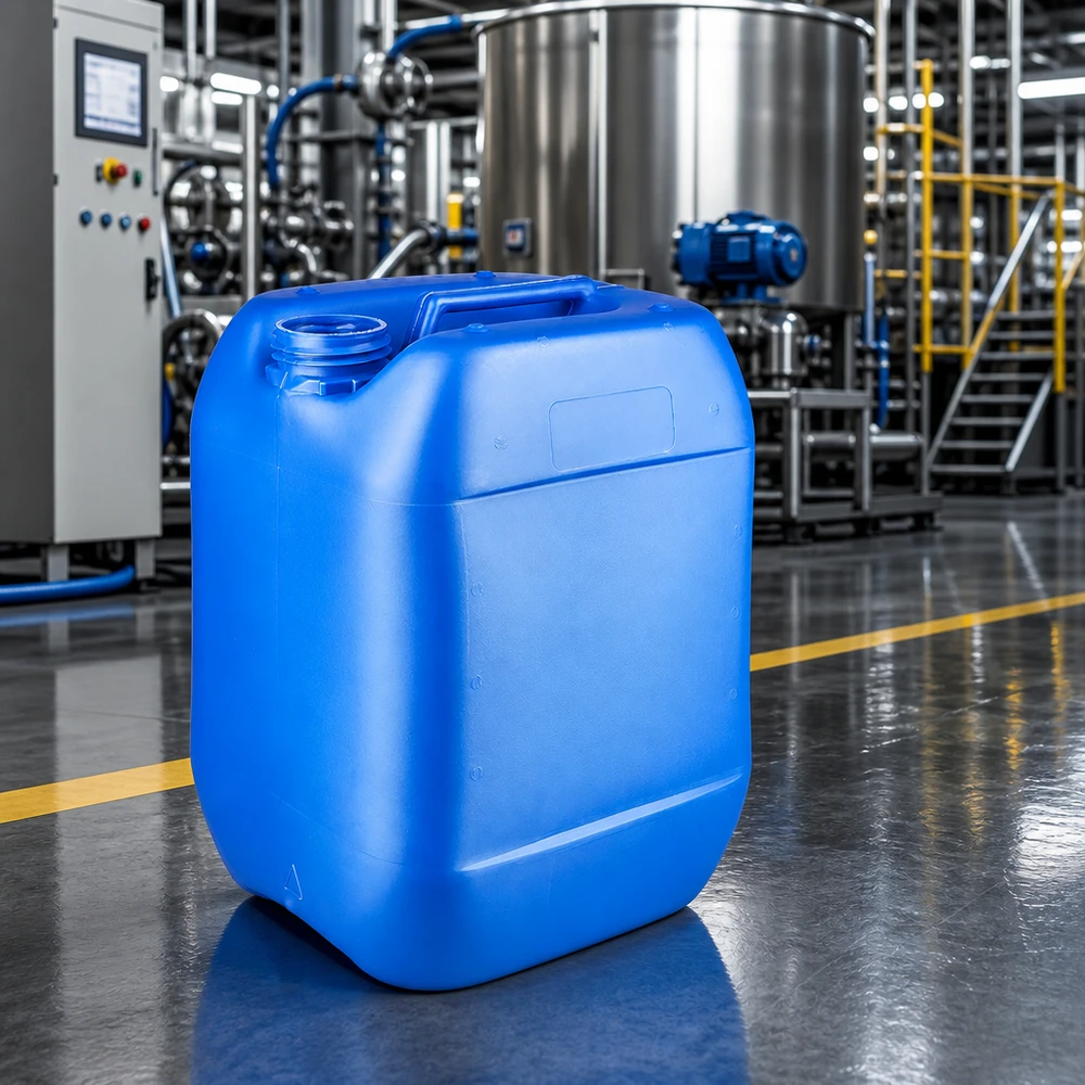 Kanister 10 Liter blau ohne Verschluss Stapelbarer blauer Kunststoffkanister 10 Liter ohne Deckel mit integriertem Griffbügel