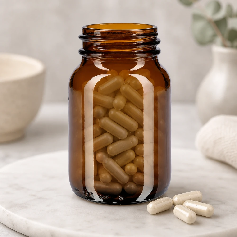 Bocal à col large en verre ambré 250 ml, goulot DIN 55, sans couvercle Bocal à col large en verre ambré 250 ml, goulot DIN 55, sans couvercle