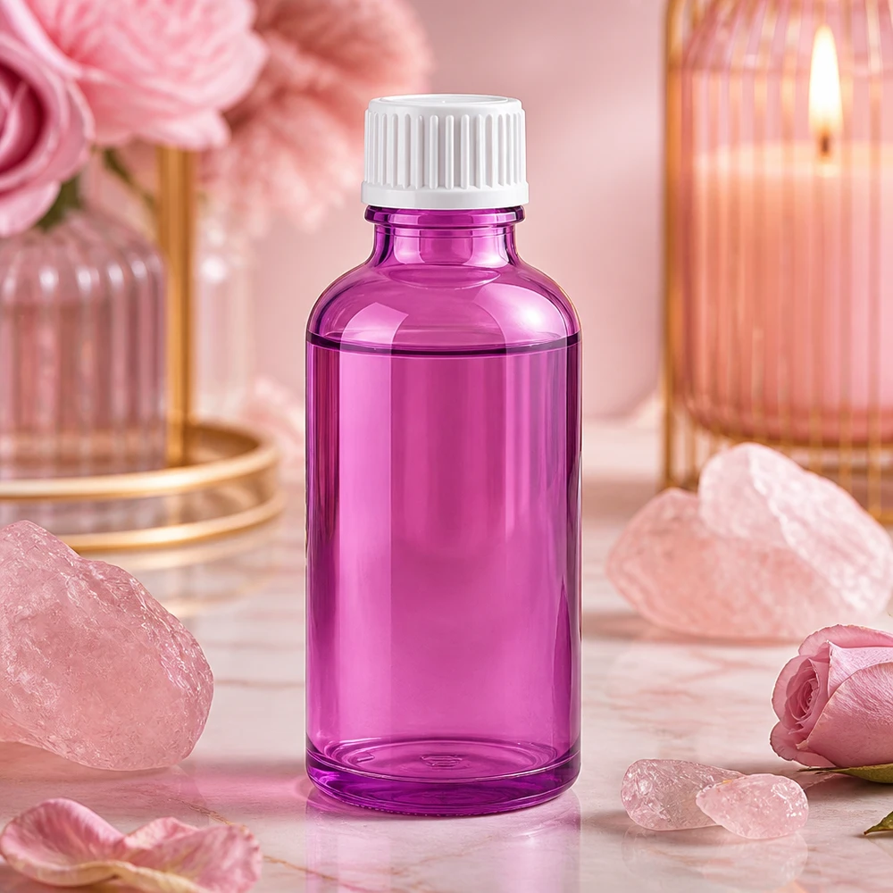 Flacone contagocce da 50 ml 0,9 mm bianco standard PurpleLine. UT18/50 Pratico flacone dosatore da 50 ml in viola con contagocce da 0,9 mm per prodotti di bellezza