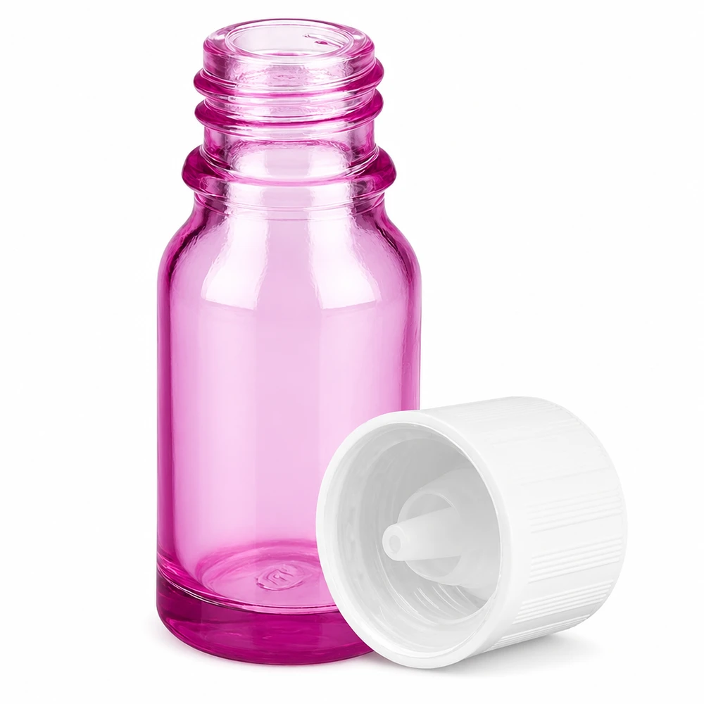 10ml Tropfflasche 1.2mm weiß Standard Kindersicher PurpleLine.UT18/10 Handliche Glasflasche lila 10ml Volumen mit kindersicherem Verschluss für sichere Aufbewahrung