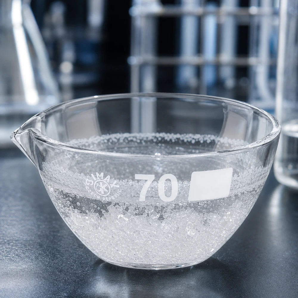 Capsule d’évaporation 60 ml en verre borosilicate, avec bec verseur Bol compact en borosilicate ø7cm avec bec verseur pour équipement de laboratoire professionnel