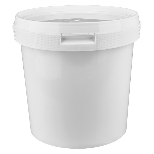 Secchio in plastica PP bianco da 2,5 litri con coperchio Secchio in plastica PP bianco da 2,5 litri con coperchio