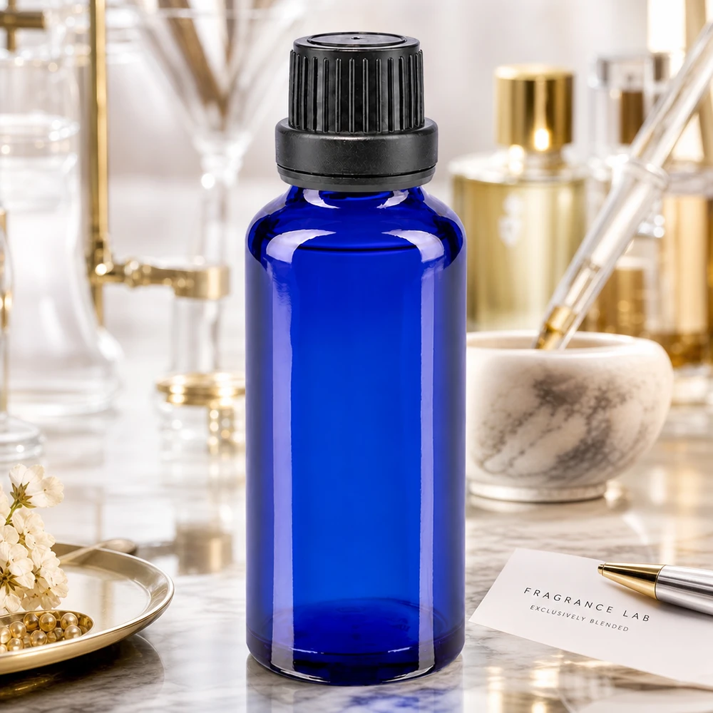 Professionelle 30ml Blauglasflasche mit Originalitätsverschluss für Parfümherstellung