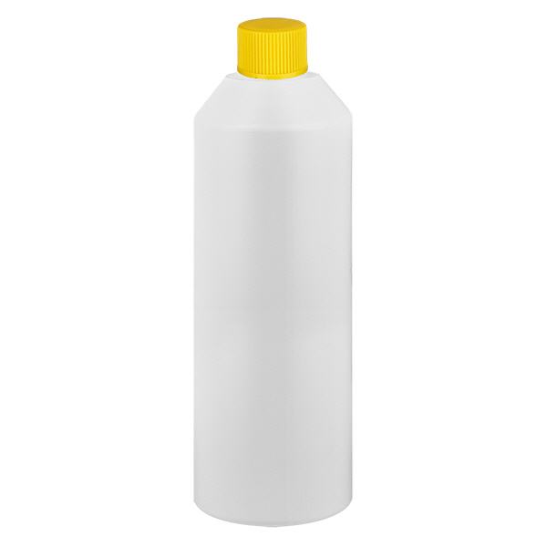 Flacone farmaceutico HDPE 250ml bianco, con tappo giallo SV Flacone farmaceutico HDPE 250ml bianco, con tappo giallo SV