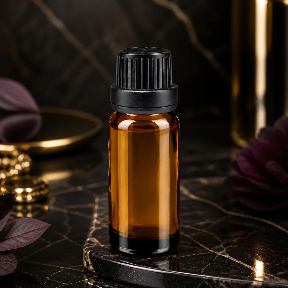 Apothekenflasche braun 10ml Tropfverschluss Giessring 2mm schwarz Originalitätsverschluss Pharmazeutische Braunglasflasche 10ml mit schwarzem Schraubverschluss für Naturkosmetik