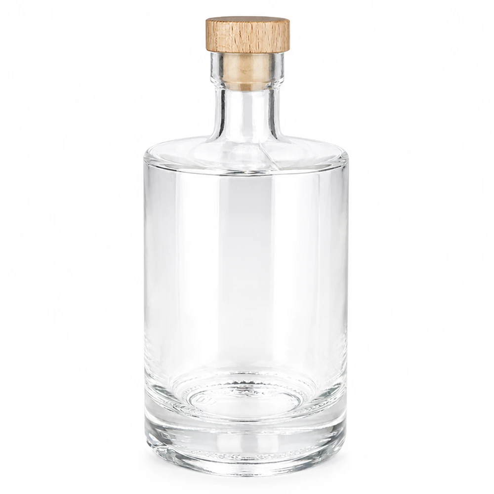 Bottiglia in vetro da 500 ml Marie con manico in legno e tappo in sughero UNiTWIST - bottiglia trasparente vuota con tappo in legno e tappo in sughero