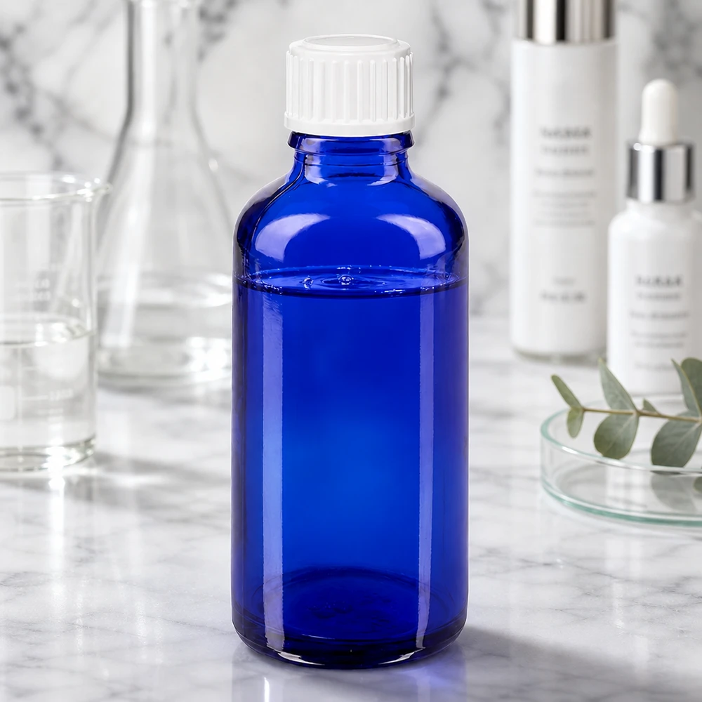 Flacon à pharmacie bleu 50ml bouchon compte-gouttes blanc 0.8mm std Flacon compte-gouttes ApoGlas bleu de 50 ml avec bouchon blanc, entre le matériel de laboratoire et les produits cosmétiques