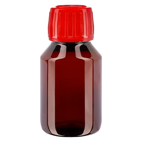 PET Flasche 50ml mit rotem Verschluss Originalitätsverschluss