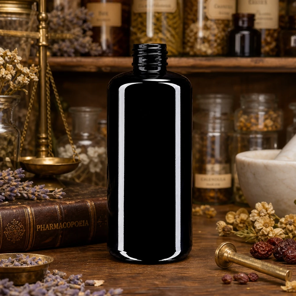 Violettglas Flasche 200ml 410/24 Moderne 200ml Draco Violettglasflasche mit ergonomischem Design für einfache Handhabung im Alltag