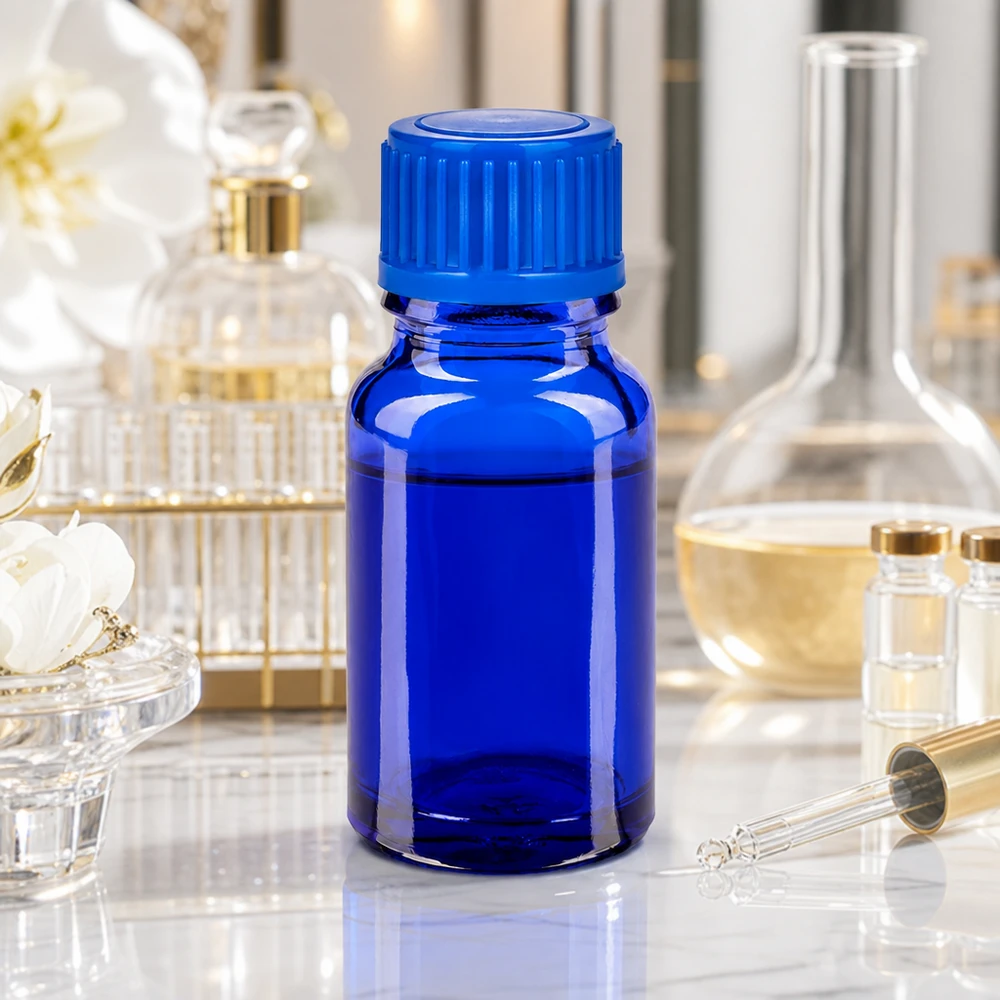 10ml Flasche 11mm Schraubverschluss blau Standard BlueLine UT18/10 10ml Premium Glasflasche in Kobaltblau mit Schraubdeckel für Pharmazie und Kosmetik
