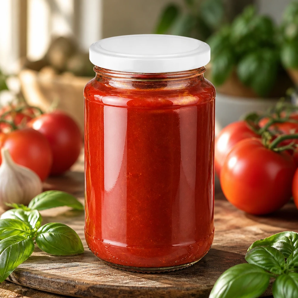 UNiTWIST 320ml Einmachglas mit weißem Schraubdeckel ideal zum Einkochen von hausgemachter Tomatensauce