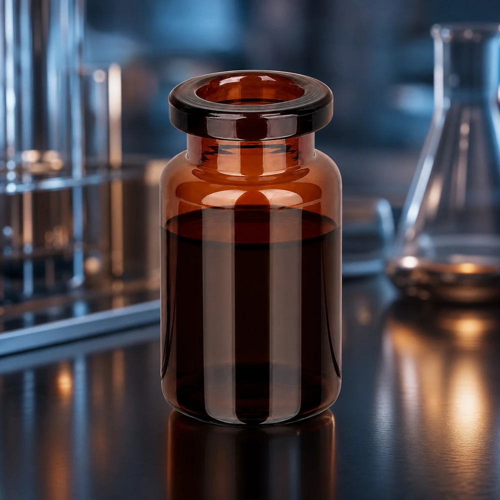 Injektionsflasche Braunglas 5ml Miniatur Pharmaflasche aus dunkelbraunem Glas 5ml mit geradem Flaschenkörper im Labor