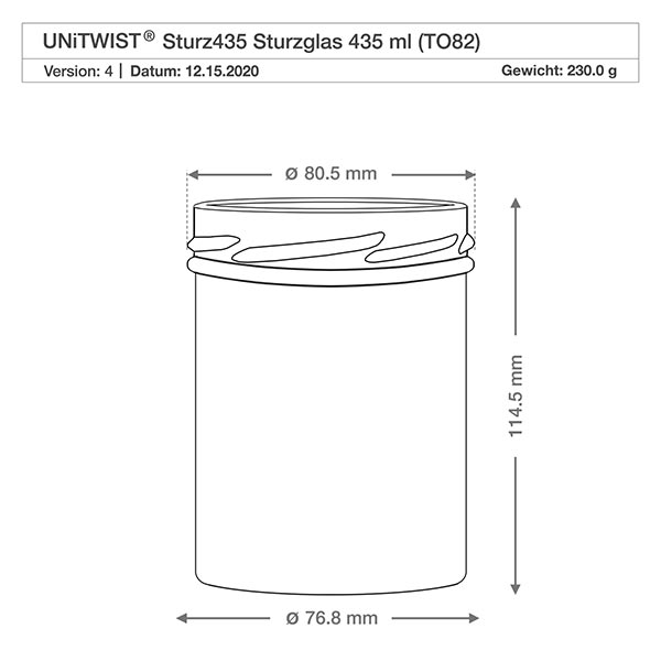 435ml Sturzglas ohne Deckel (TO82) UNiTWIST