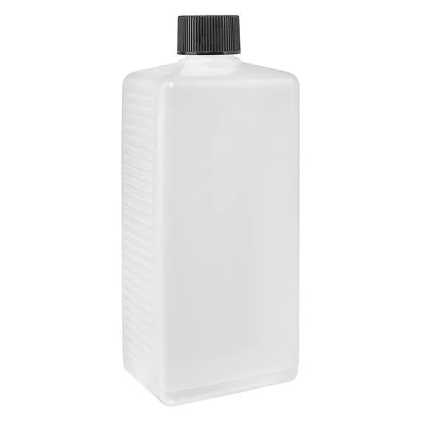 500ml Eckige Flasche PE natur, mit Verschluss