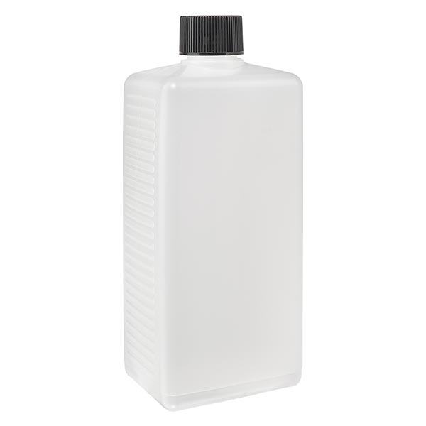 500ml Eckige Flasche PE natur, mit Verschluss
