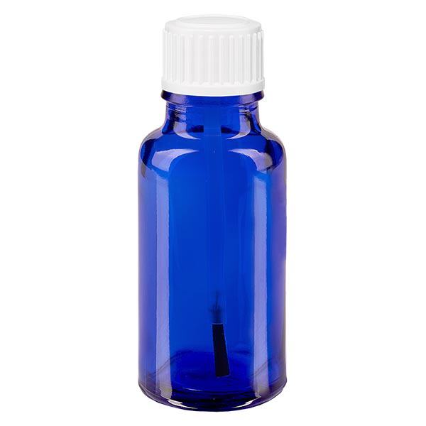 Apothekenflasche blau 20ml Schraubverschluss weiß Pinsel