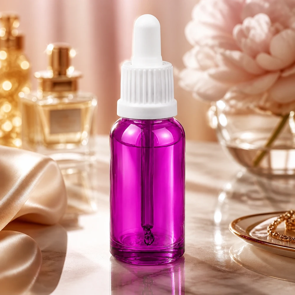 20ml Pipettenflasche weiss Originalität Schraubverschlusserschluss PurpleLine UT18/20 Kompakte 20ml Pipettenflasche in Purple mit weißem Verschluss für flüssige Wirkstoffe