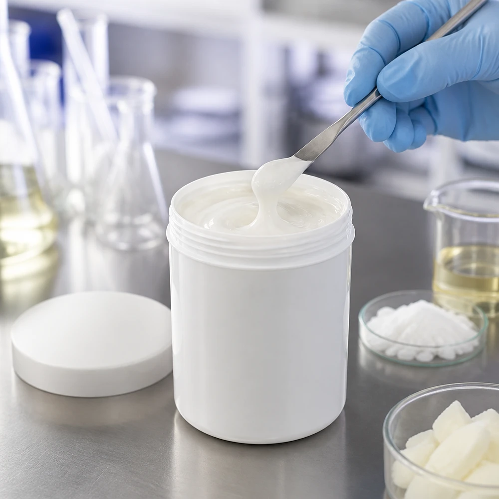 Pot à pommade rond en plastique PP adapté au contact alimentaire, 20 g, avec couvercle blanc