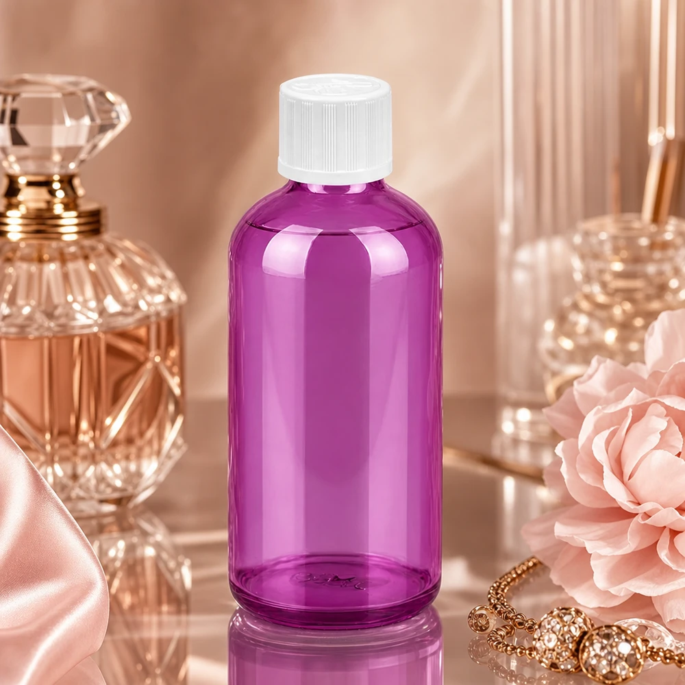 Flacone contagocce da 100 ml 1,2 mm bianco standard a prova di bambino PurpleLine. UT18/100 Pratico flacone dosatore da 100 ml in colore viola con erogazione di gocce di precisione millimetrica per un'applicazione economica