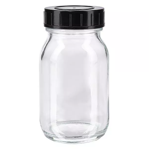 Bocal à col large en verre clair 100 ml + couvercle à vis Bocal à col large en verre clair 100 ml + couvercle à vis