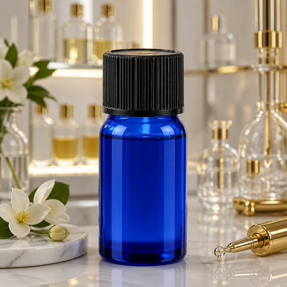 Flacone professionale in vetro BlueLine da 5 ml con punta contagocce da 1 mm per laboratorio e uso medico