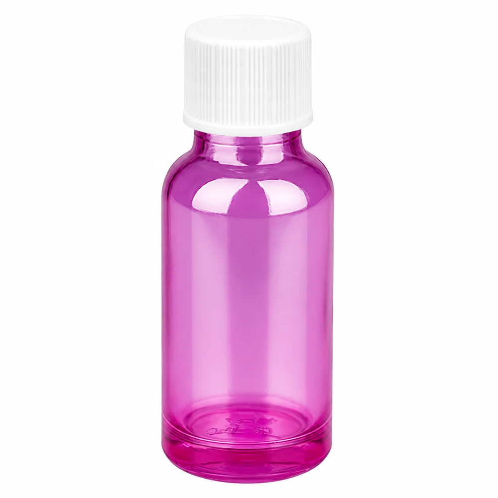 Flacon 20ml 11mm bouchon vissant blanc standard PurpleLine UT18/20 Flacon SV de 20ml avec bouchon standard blanc idéal pour les sérums et les teintures